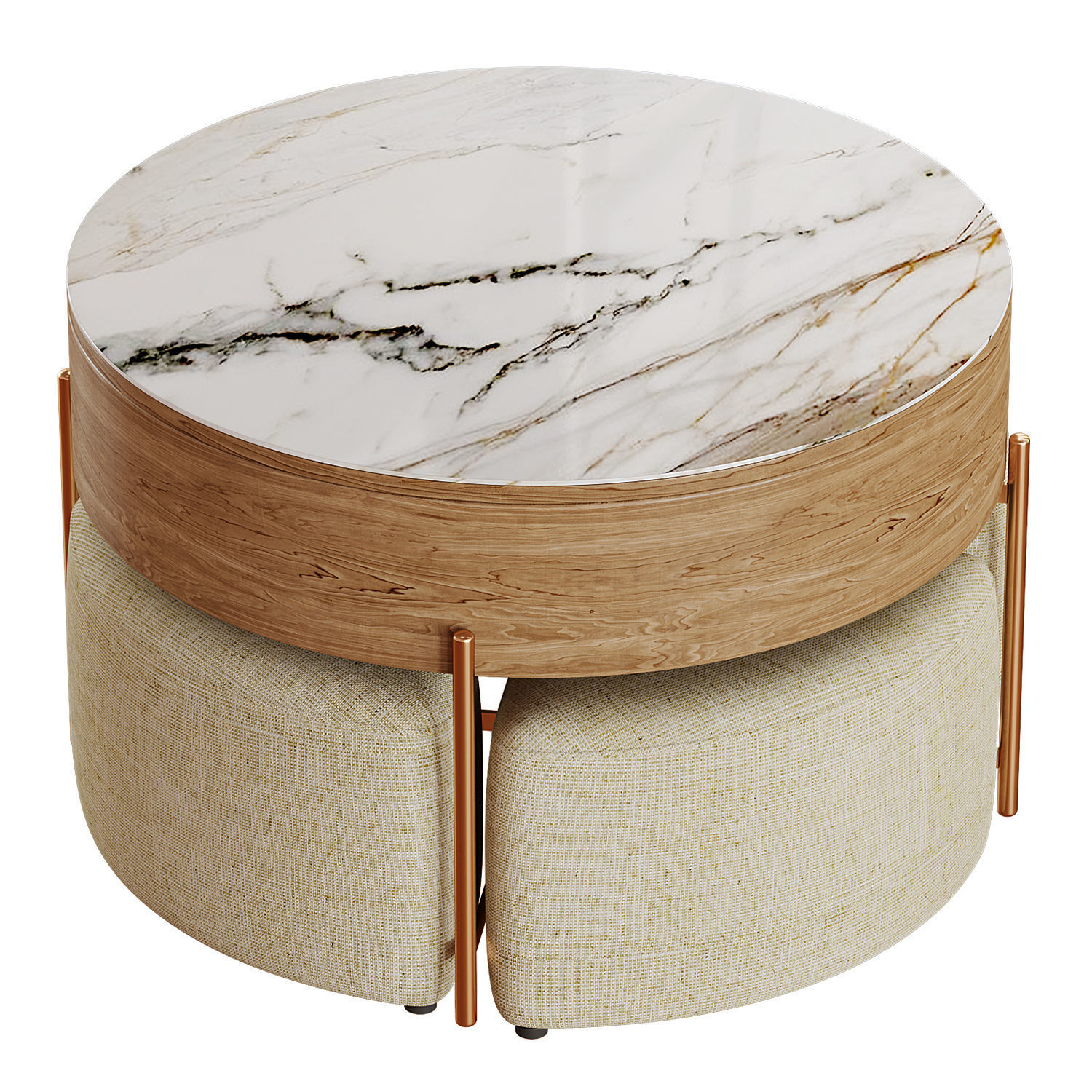 Wood Coffee Table Low-poly 3D model_5