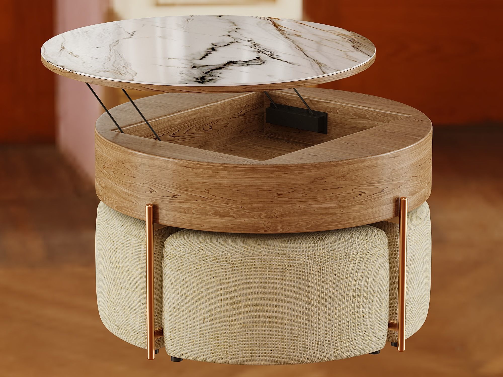 Wood Coffee Table Low-poly 3D model_4