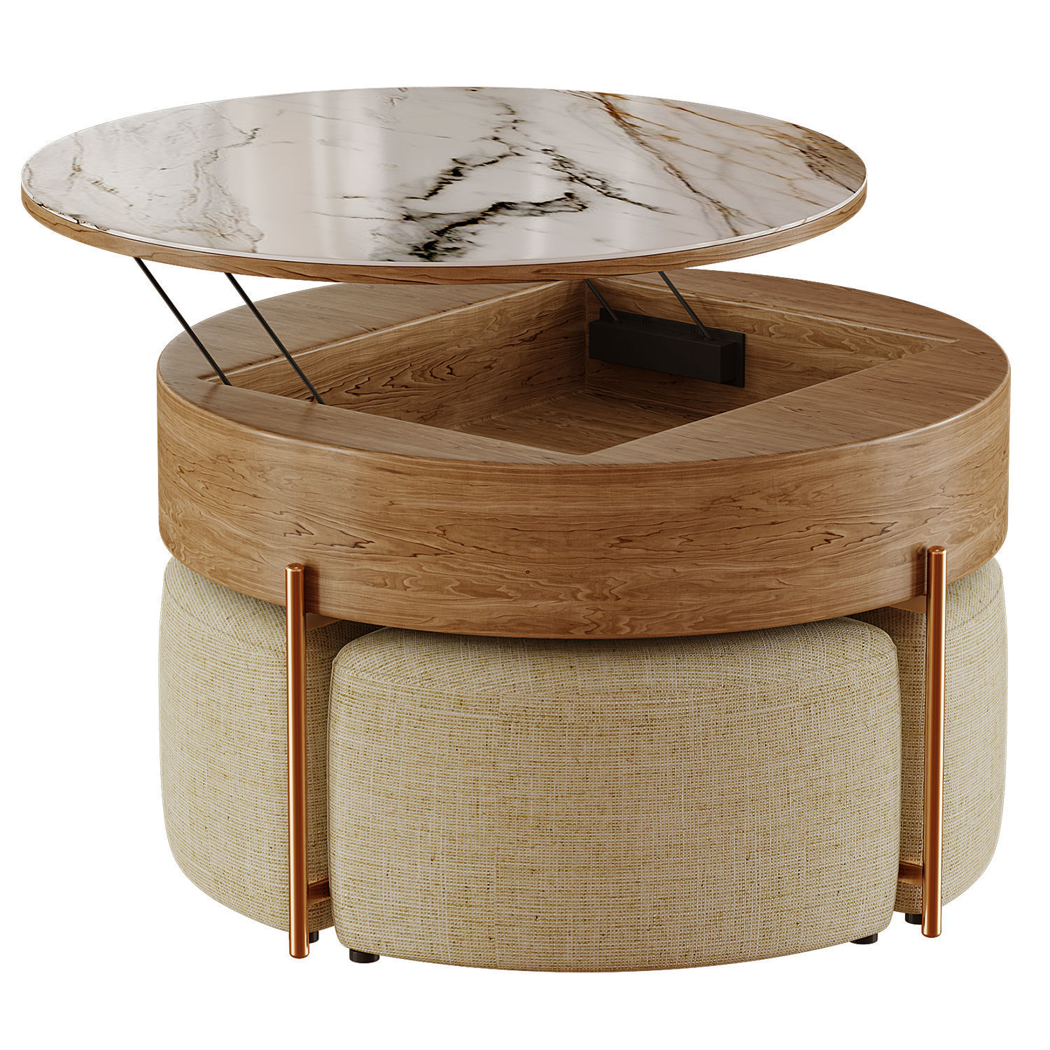 Wood Coffee Table Low-poly 3D model_6