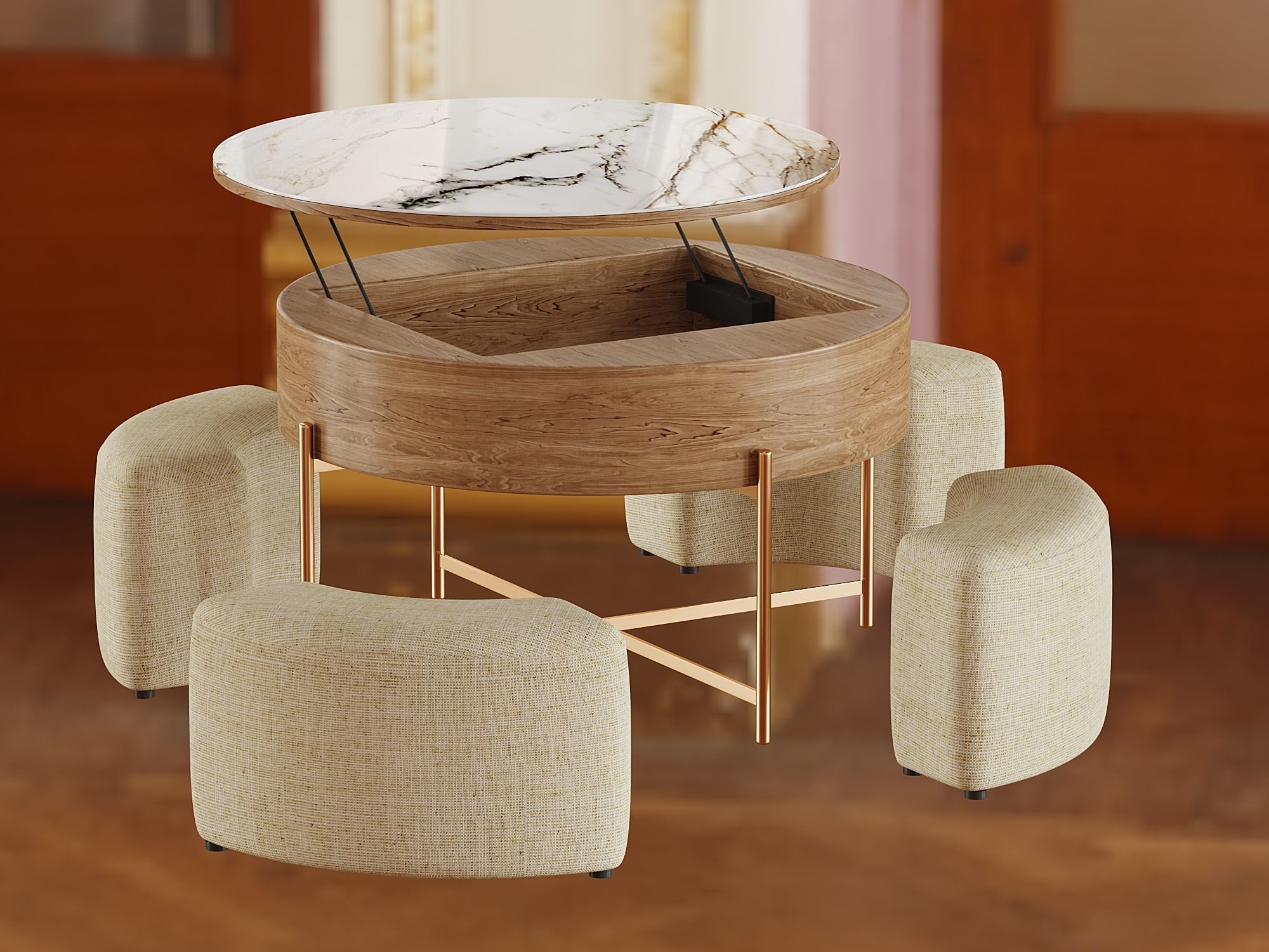 Wood Coffee Table Low-poly 3D model_3