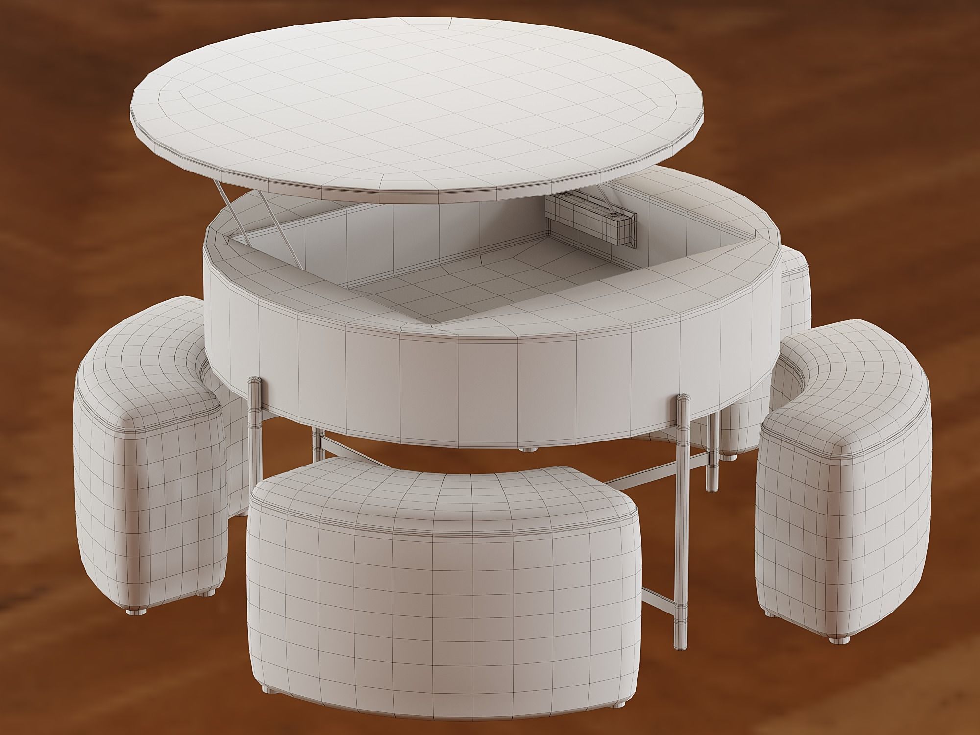 Wood Coffee Table Low-poly 3D model_8