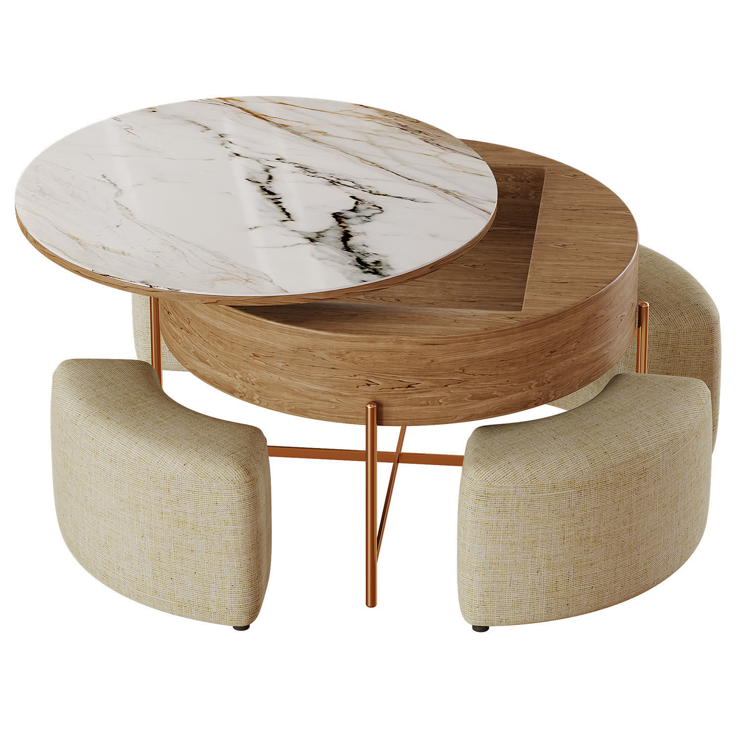 Wood Coffee Table Low-poly 3D model_1