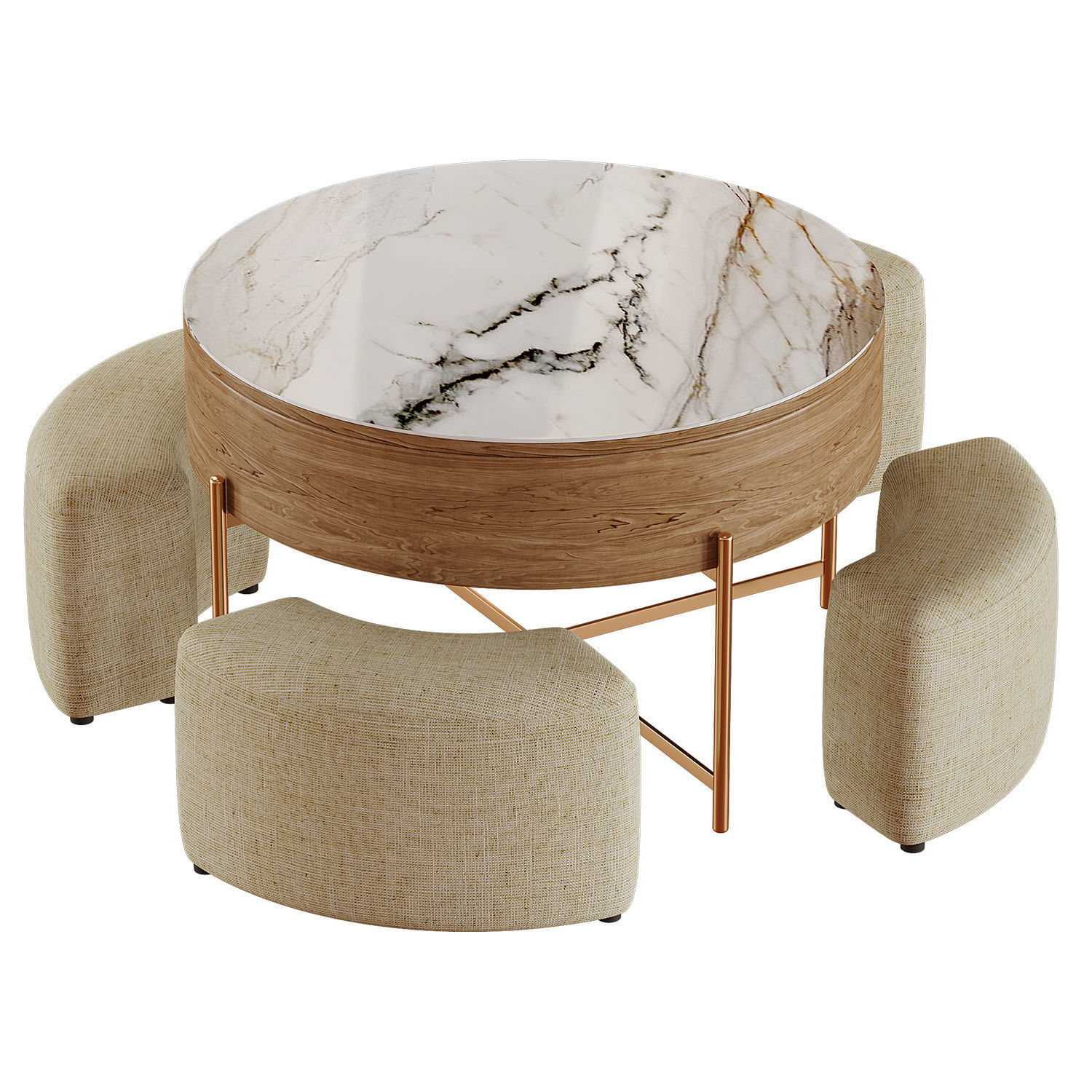 Wood Coffee Table Low-poly 3D model_2