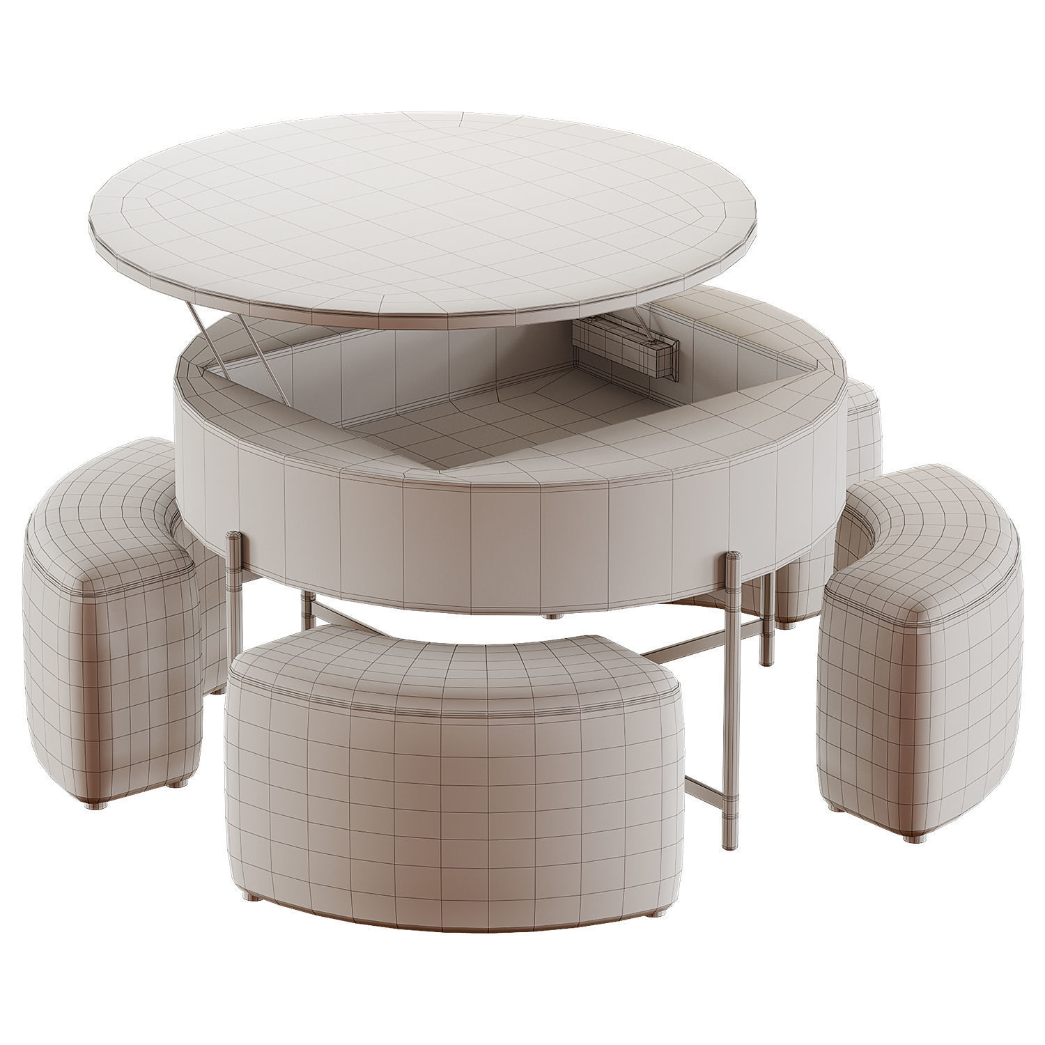 Wood Coffee Table Low-poly 3D model_7