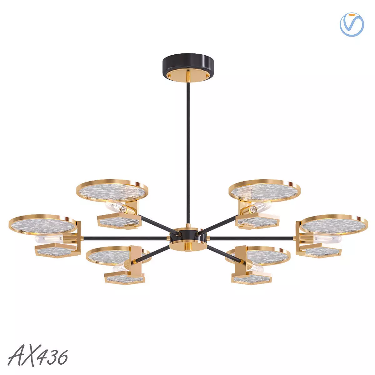AX269 chandelier made of brass and glass 3D model_0