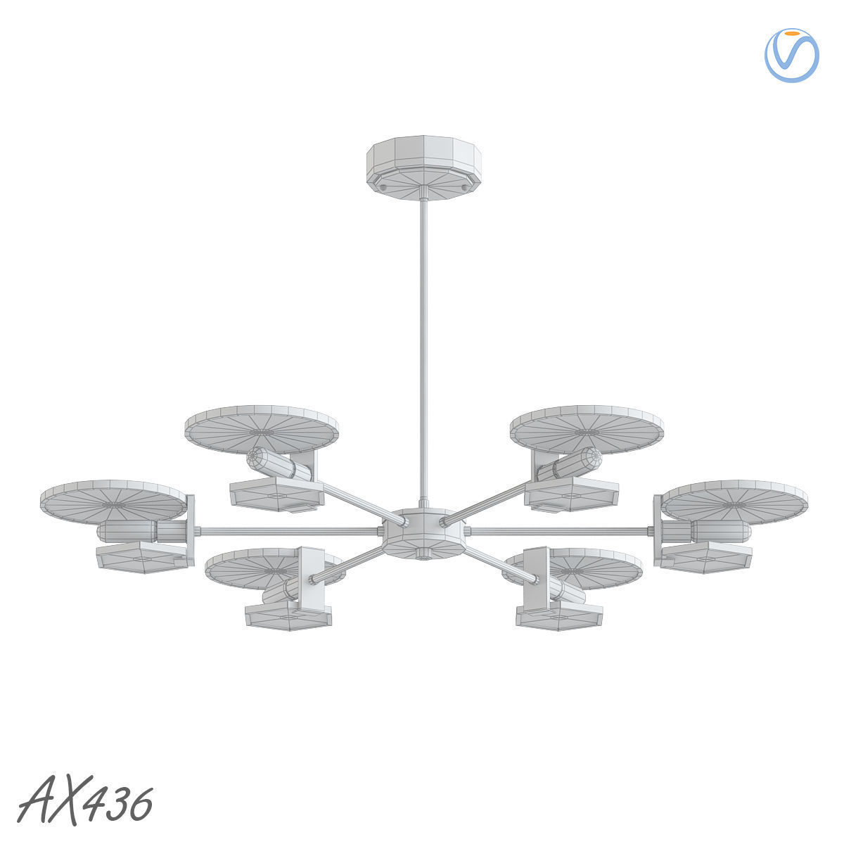 AX269 chandelier made of brass and glass 3D model_1