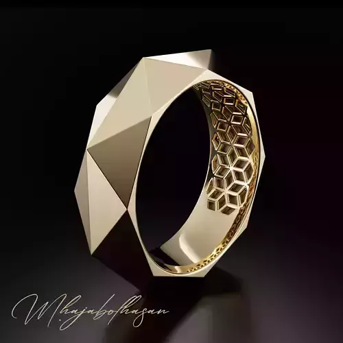 Facet gold ring 3D print model