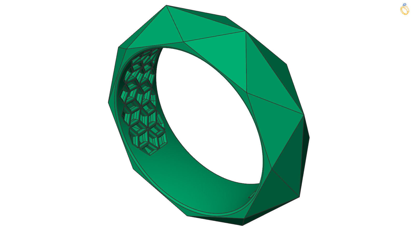 Facet gold ring 3D print model_4