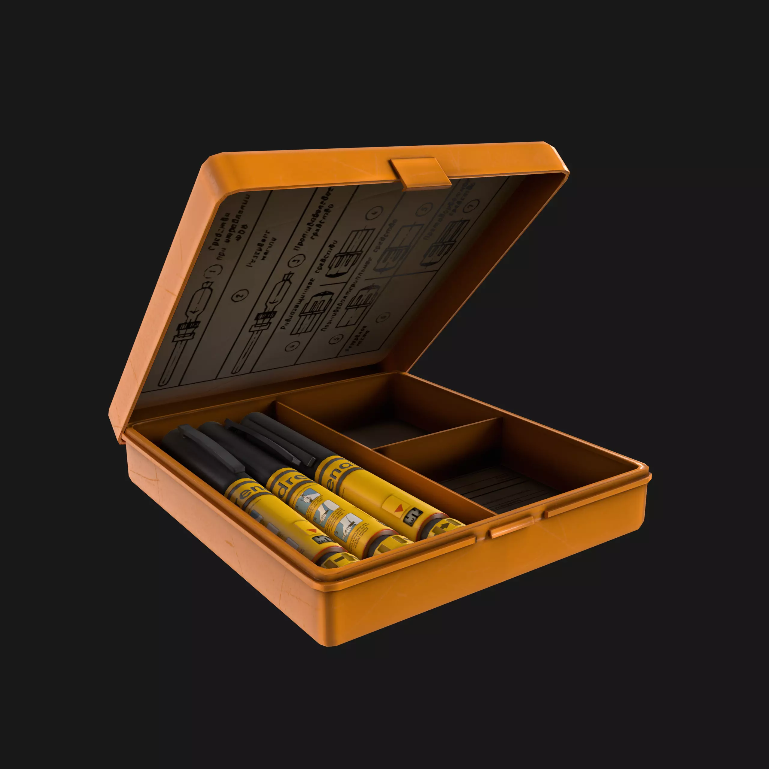 Adrenaline Syringe with Box Low-poly 3D model