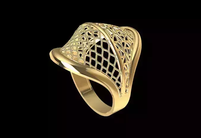 RI008 gold ring with filigree design