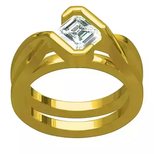 Emerald Cut Diamond Bypass Ring