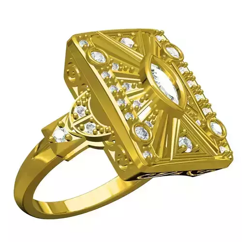 Marquise Diamond Art Deco Ring for Women