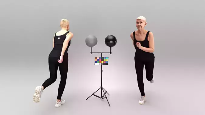 Middle-aged woman in tracksuit running 388 Low-poly 3D model