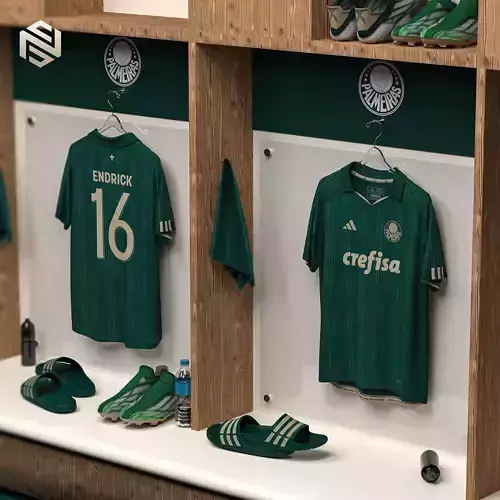 Palmeiras Locker Room with Adidas Football Shirt for CLO3D 3D model