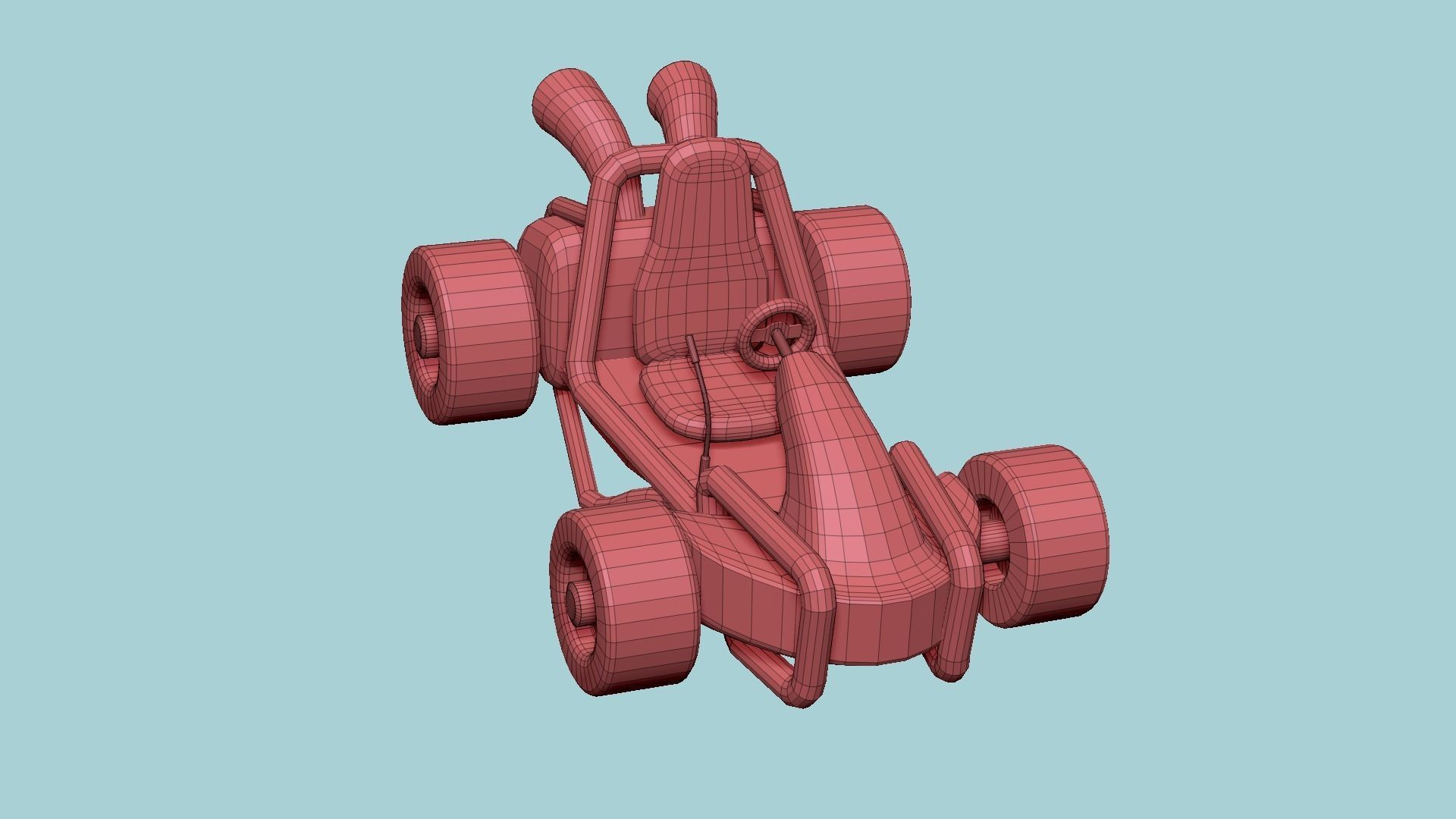 Cartoon Kart G01 Red - Vehicle Racing Design Low-poly 3D model_16