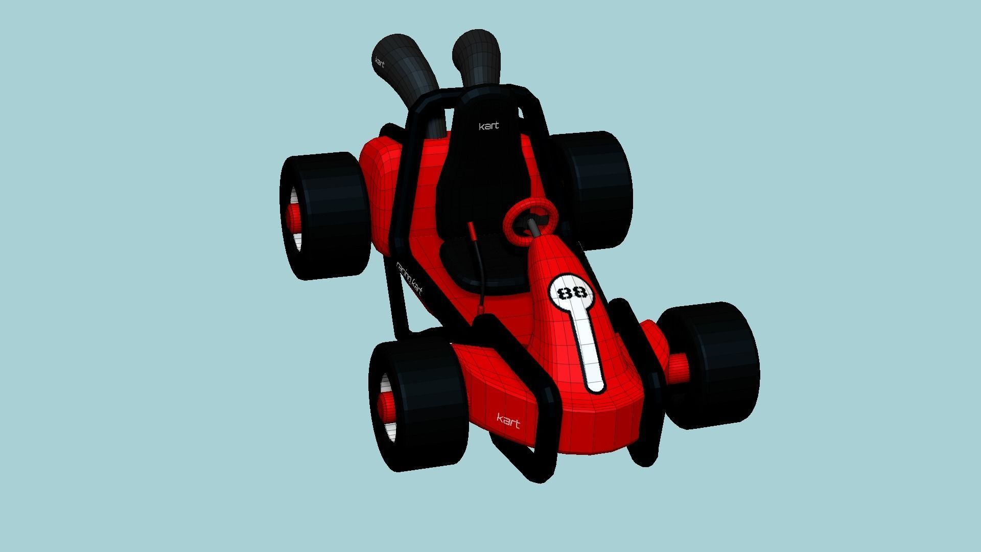 Cartoon Kart G01 Red - Vehicle Racing Design Low-poly 3D model_6