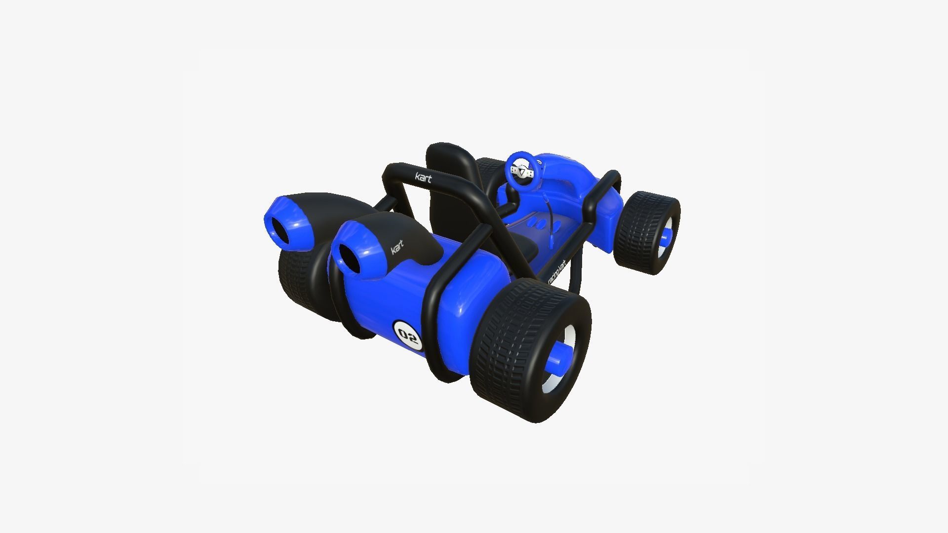 Cartoon Kart G02 Blue - Vehicle Racing Design Free low-poly 3D model_2