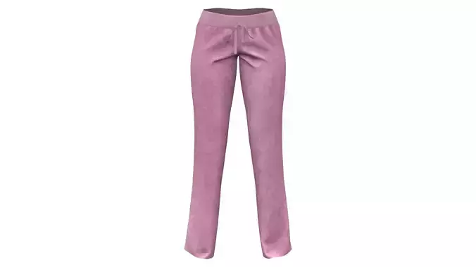 Pink Velvet Drawstrings Tracksuit Sports Bottom