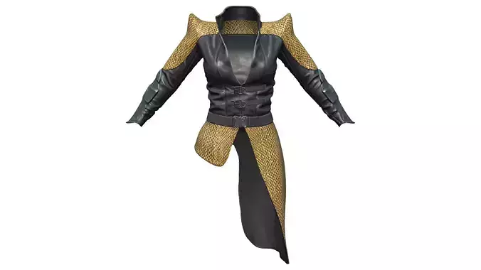 Concept Sci-fi Buckled Closed Front Leather Jacket