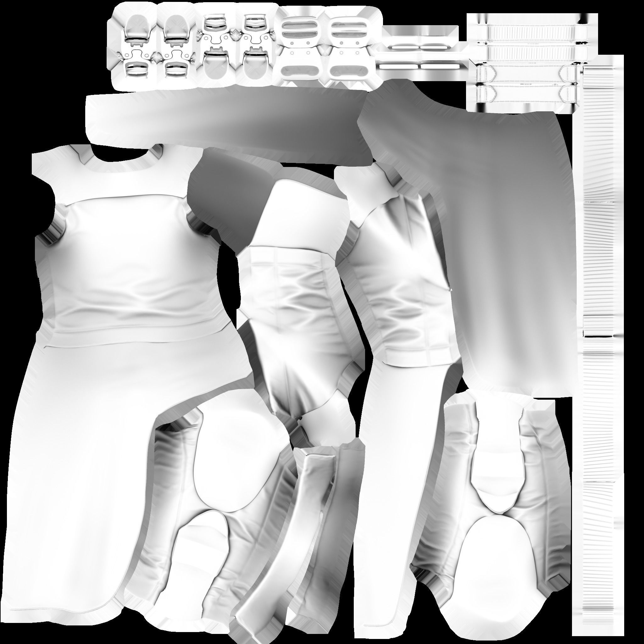 Concept Sci-fi Buckled Closed Front Leather Jacket Low-poly 3D model_12