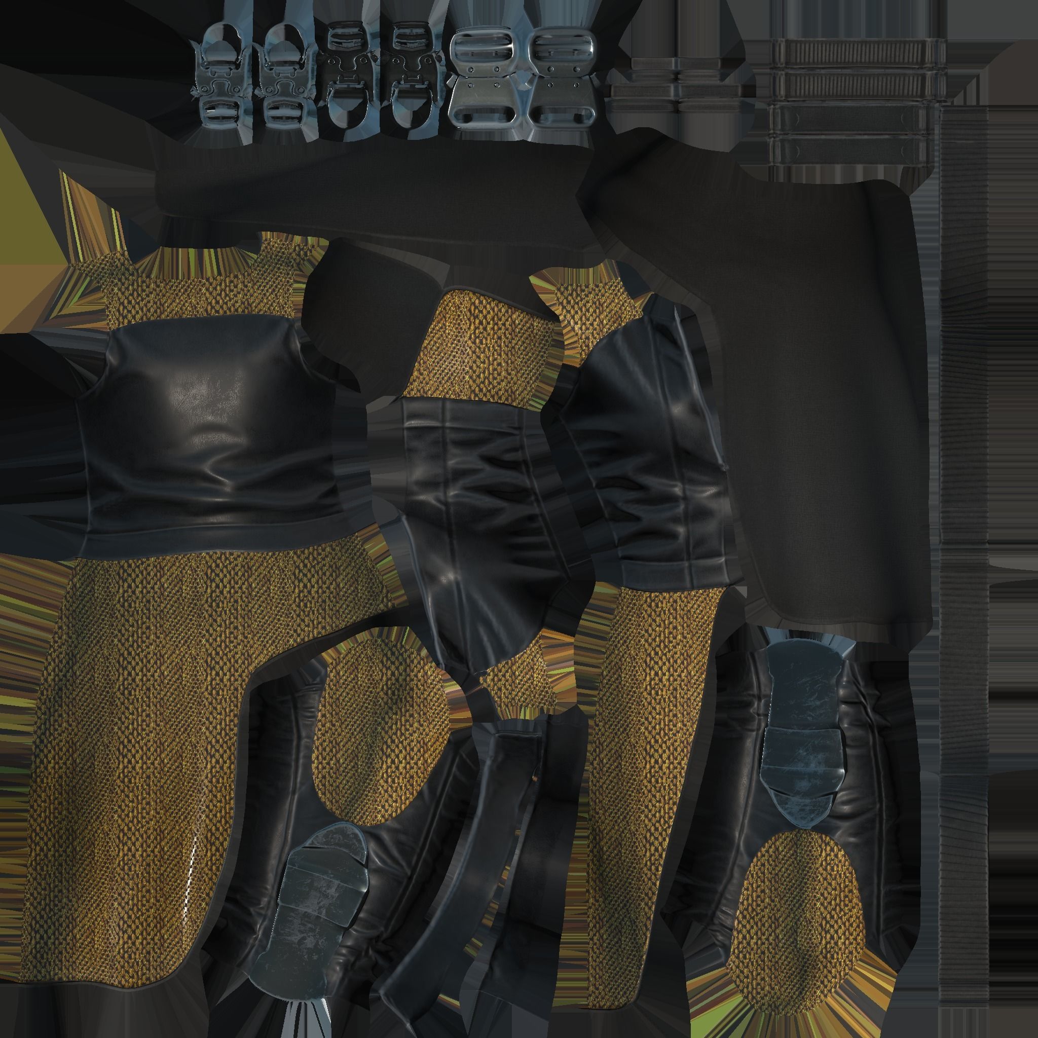 Concept Sci-fi Buckled Closed Front Leather Jacket Low-poly 3D model_10