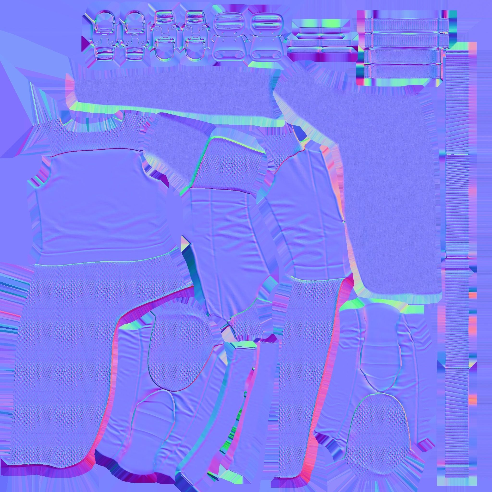 Concept Sci-fi Buckled Closed Front Leather Jacket Low-poly 3D model_14