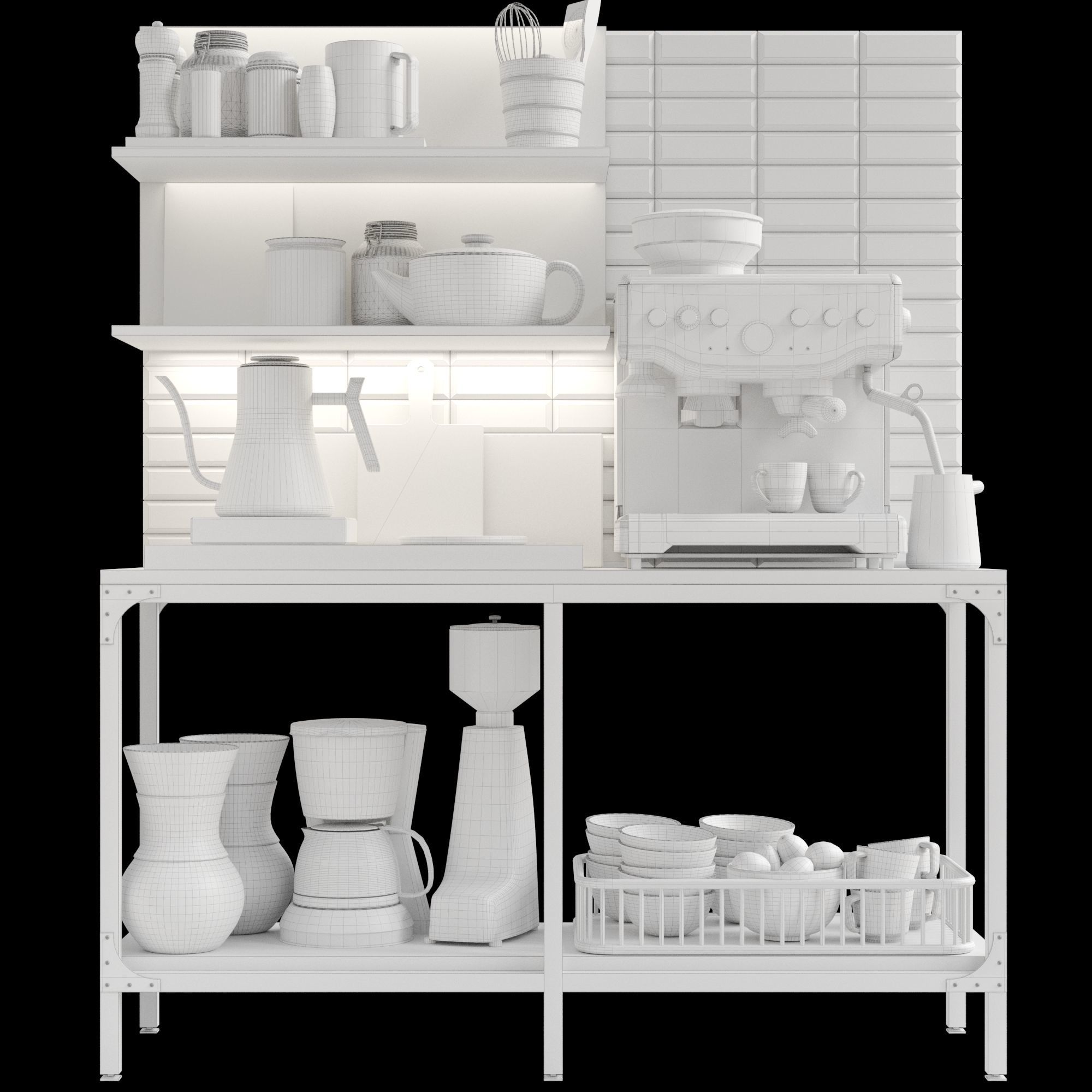 Workplace in a cafe or restaurant with a coffee machine 3D model_1