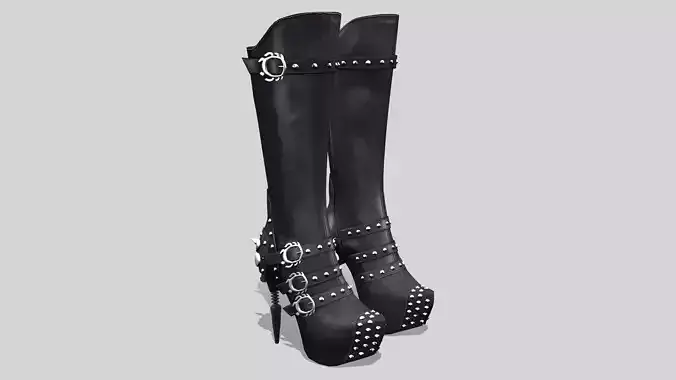 Highly Decorated Knee Length Steampunk Boots