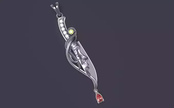 Pendant in the form of a dagger with a silhouette of a girl