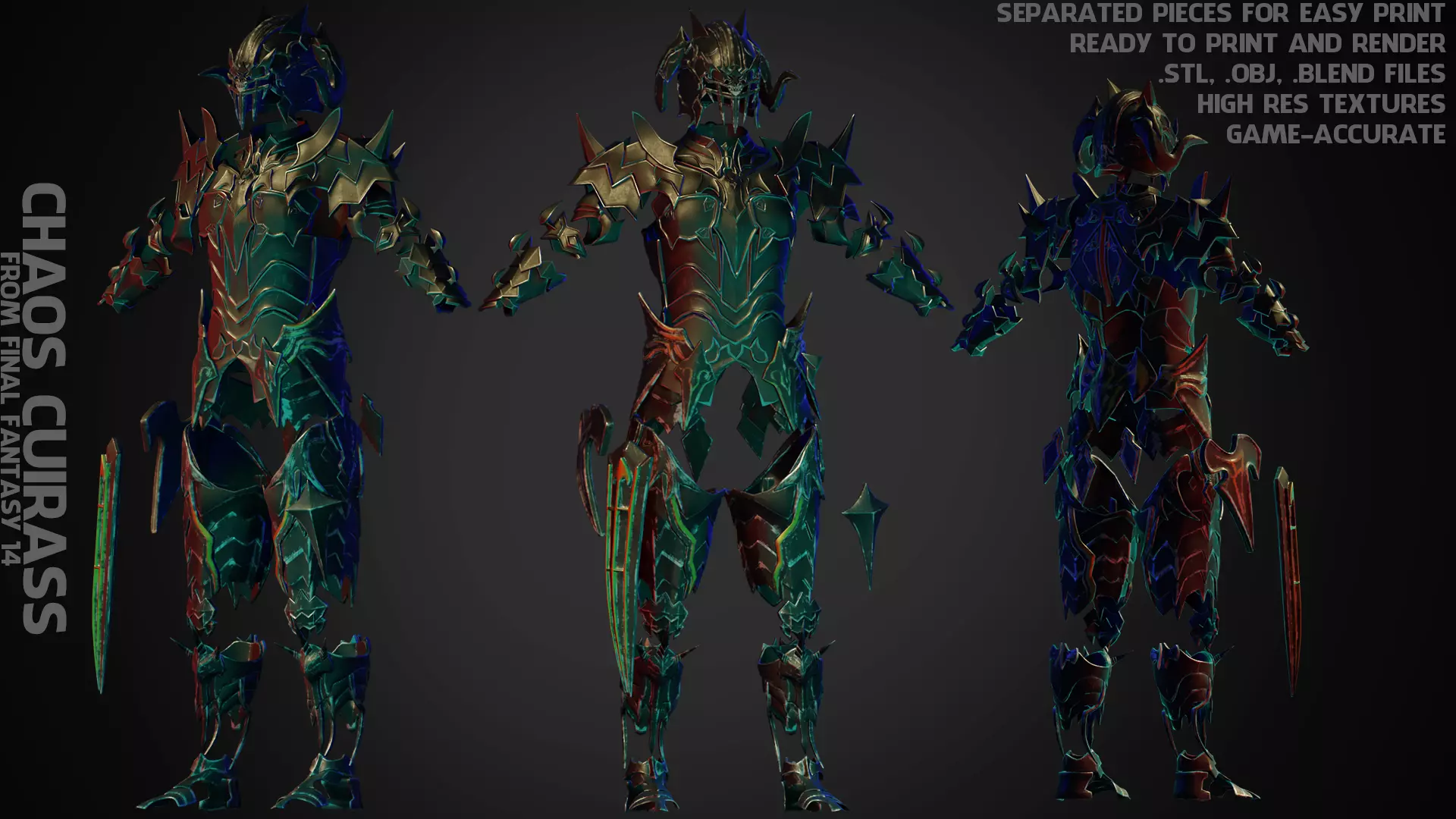 Final Fantasy 14 Chaos Full Armor for Cosplay 3D print model_0