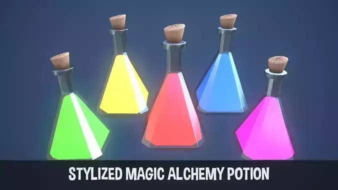 Stylized Magic Alchemy Potion Low-poly 3D model