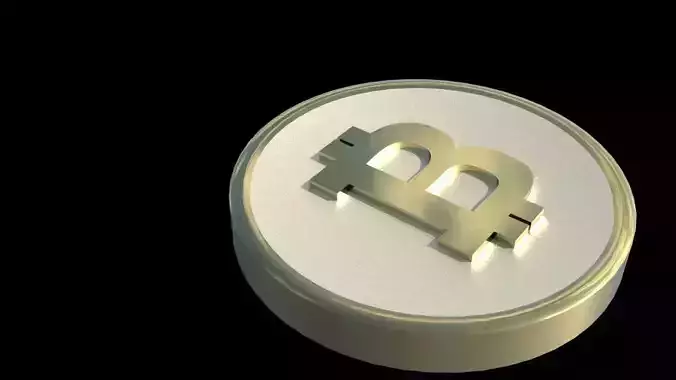 Double-sided 3d model of bitcoin cryptocurrency coin