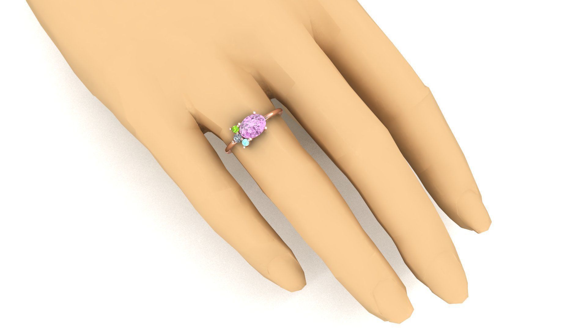 Anel varias pedras 3D print model_2