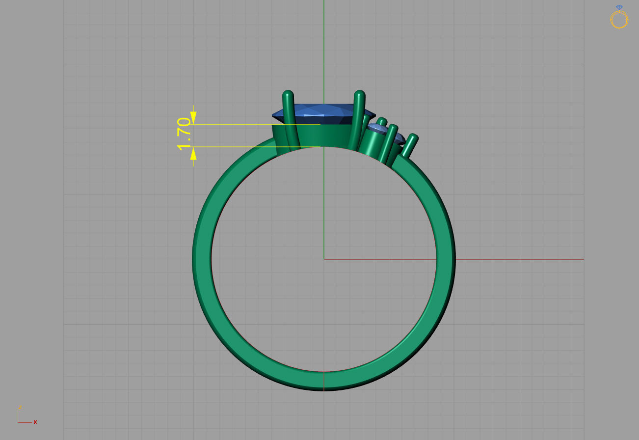 Anel varias pedras 3D print model_3