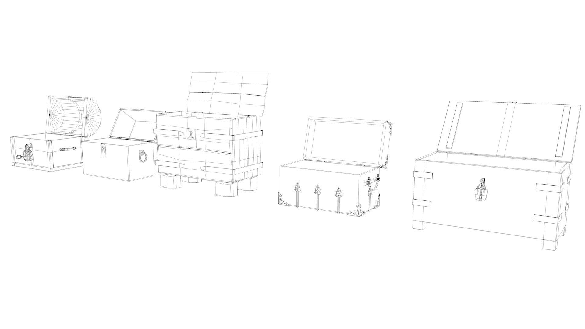 Medieval Chests Pack 3D model_10