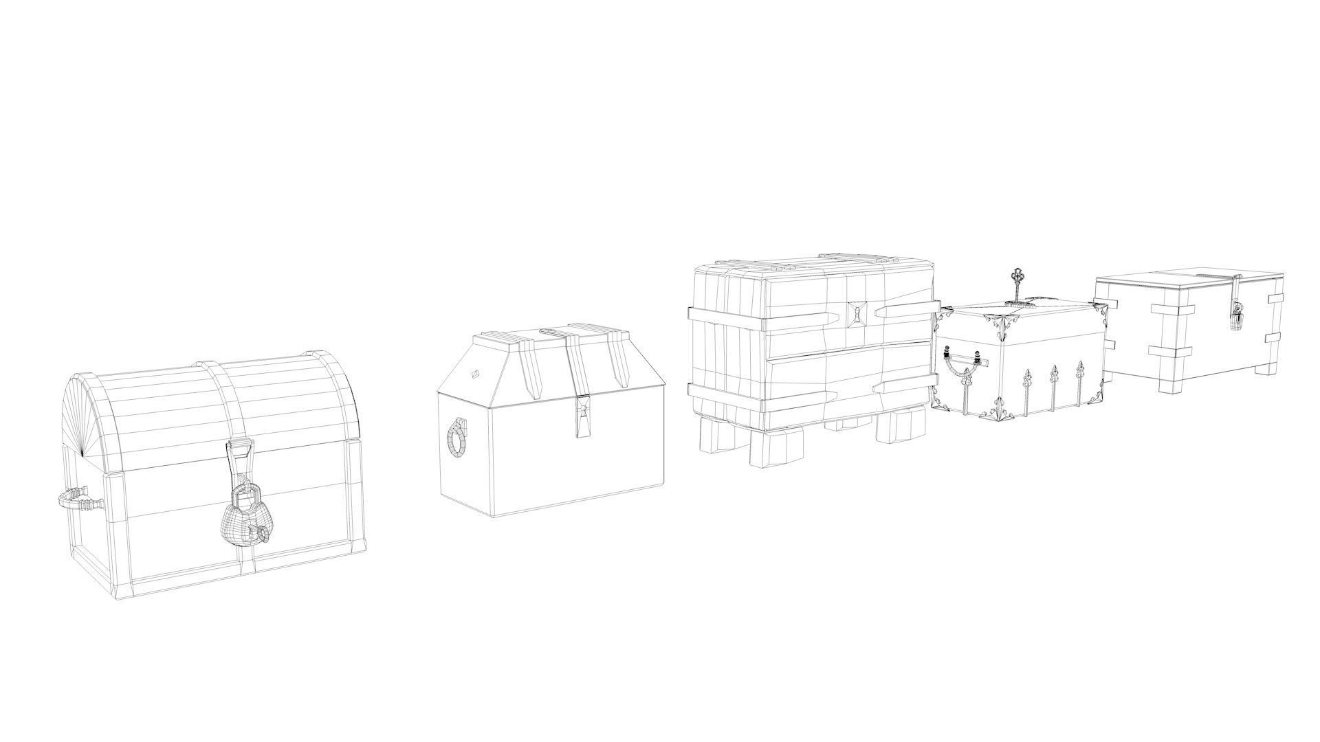 Medieval Chests Pack 3D model_6