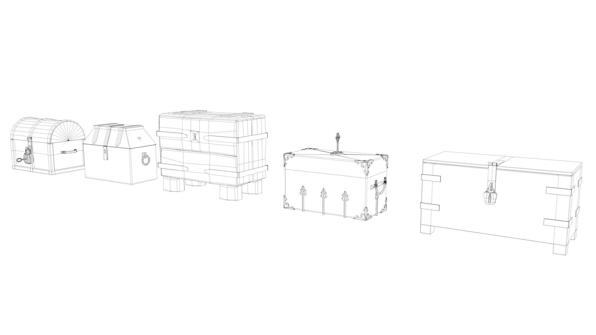 Medieval Chests Pack 3D model_8