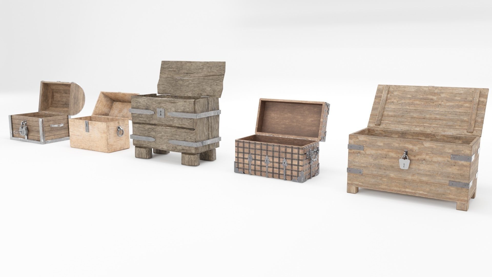Medieval Chests Pack 3D model_9