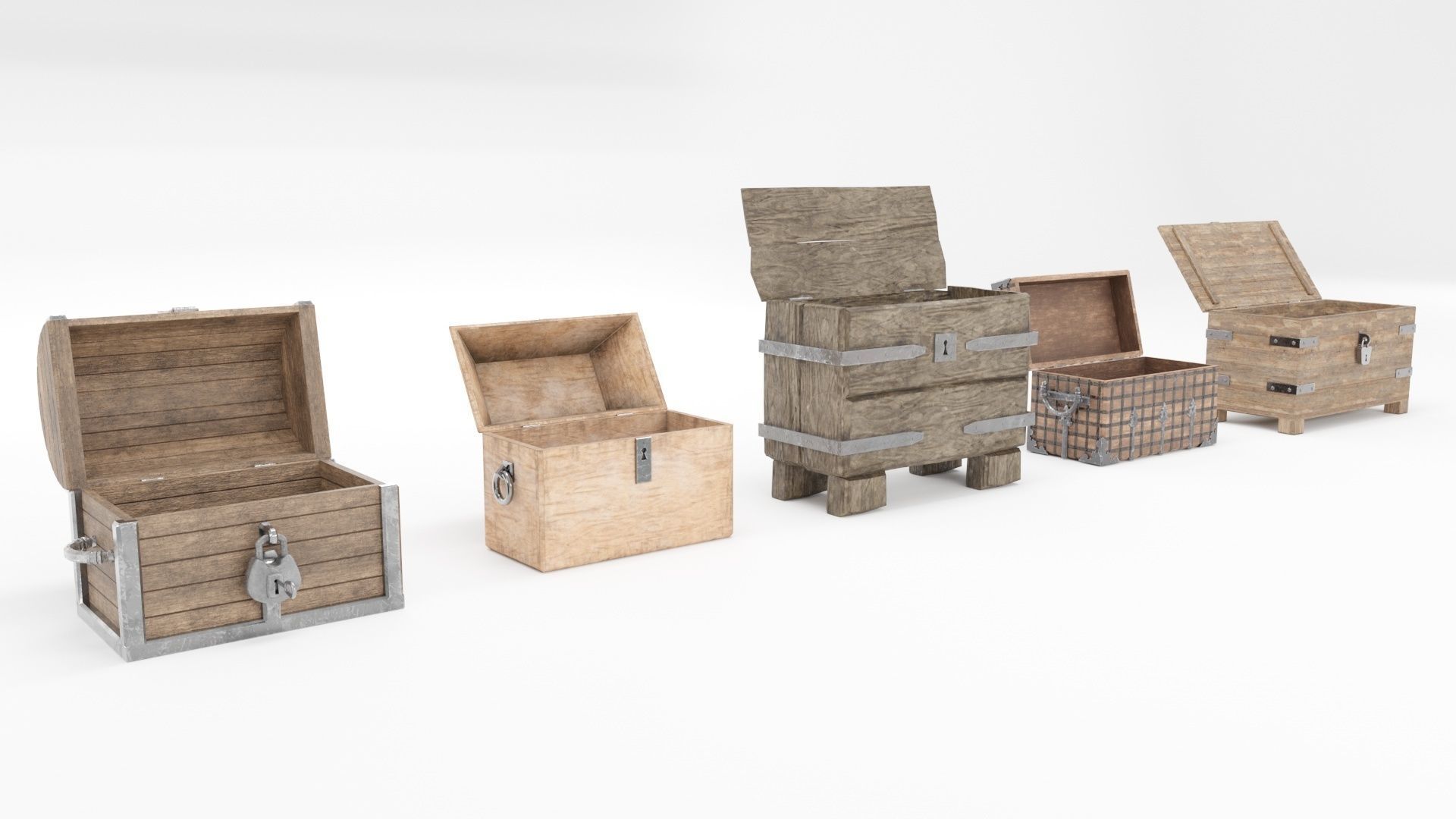 Medieval Chests Pack 3D model_11
