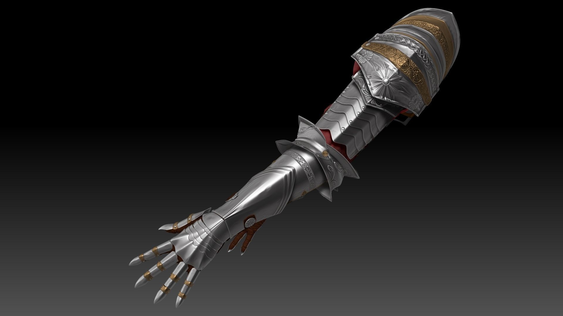 Female Knigt Arm Armor Set Sculpt Project 3D model_4