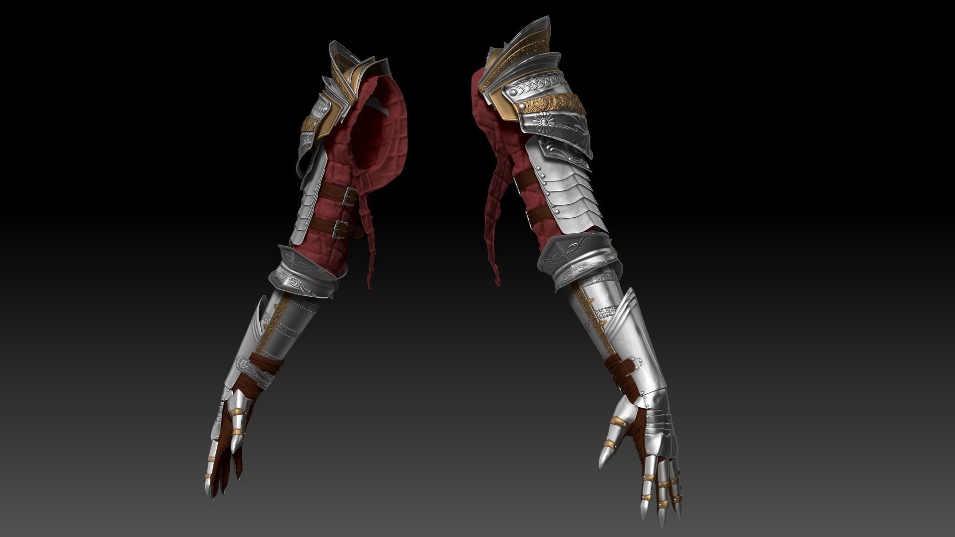 Female Knigt Arm Armor Set Sculpt Project 3D model_5