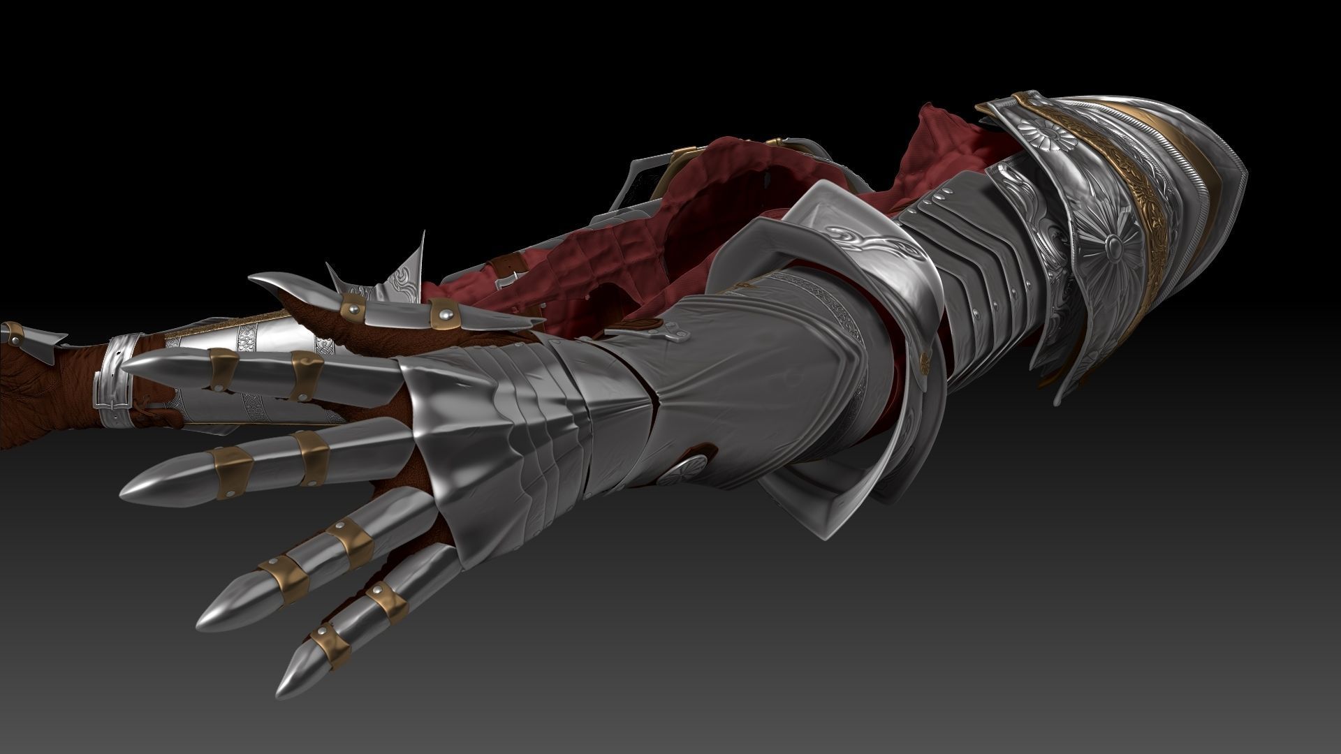 Female Knigt Arm Armor Set Sculpt Project 3D model_6
