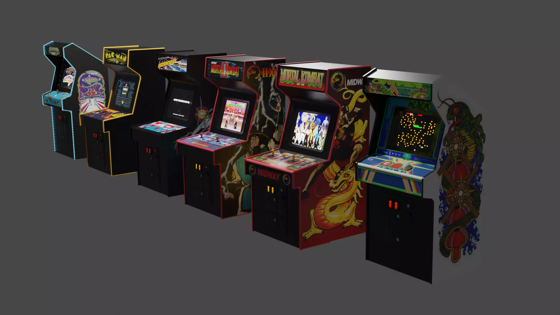 Classic Arcade Machines Free - Made in Blender Free 3D model