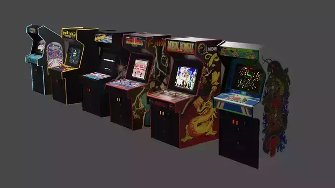Classic Arcade Machines  Free - Made in Blender Free 3D model