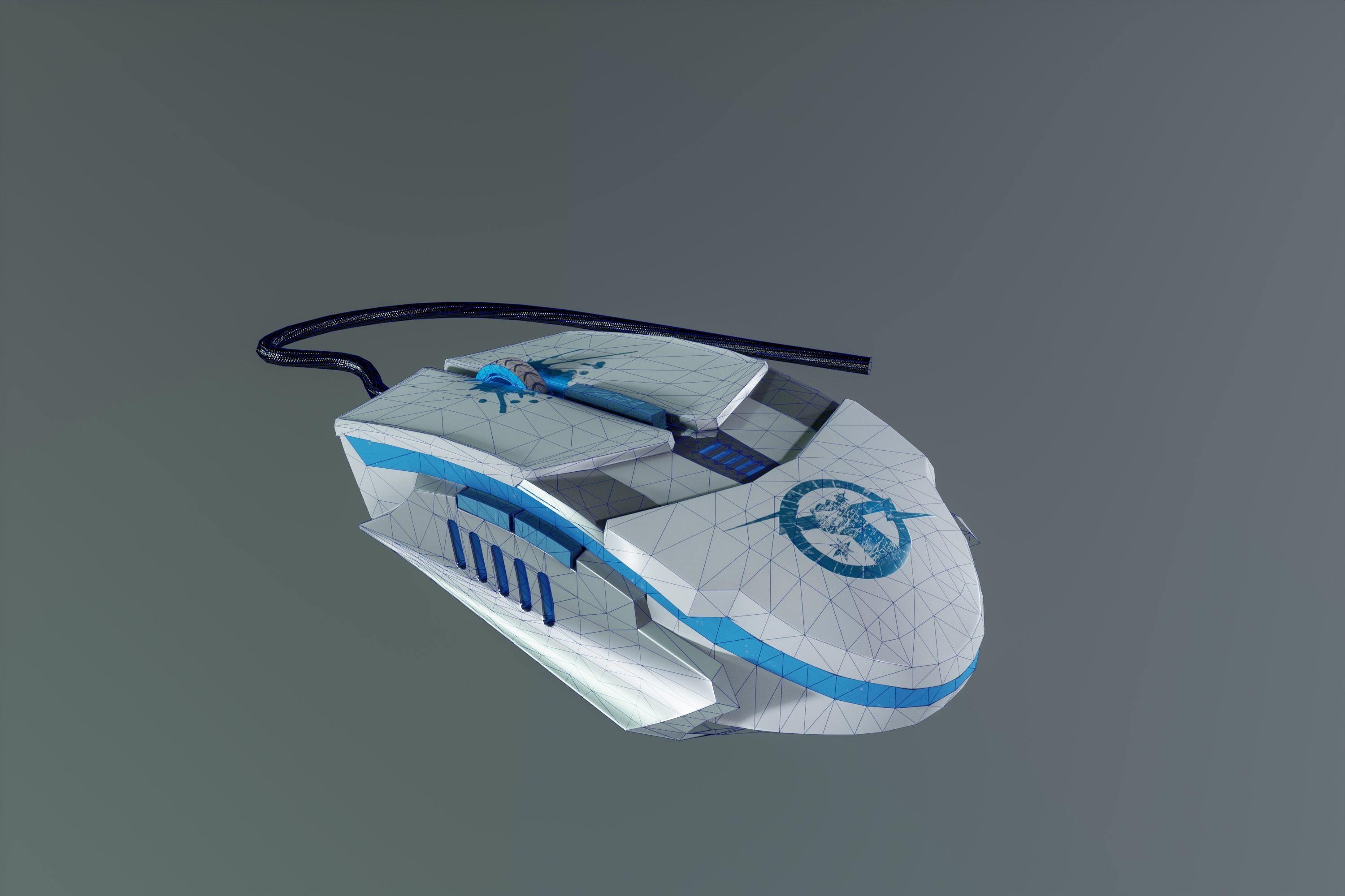 USB Mouse Low-poly 3D model_1