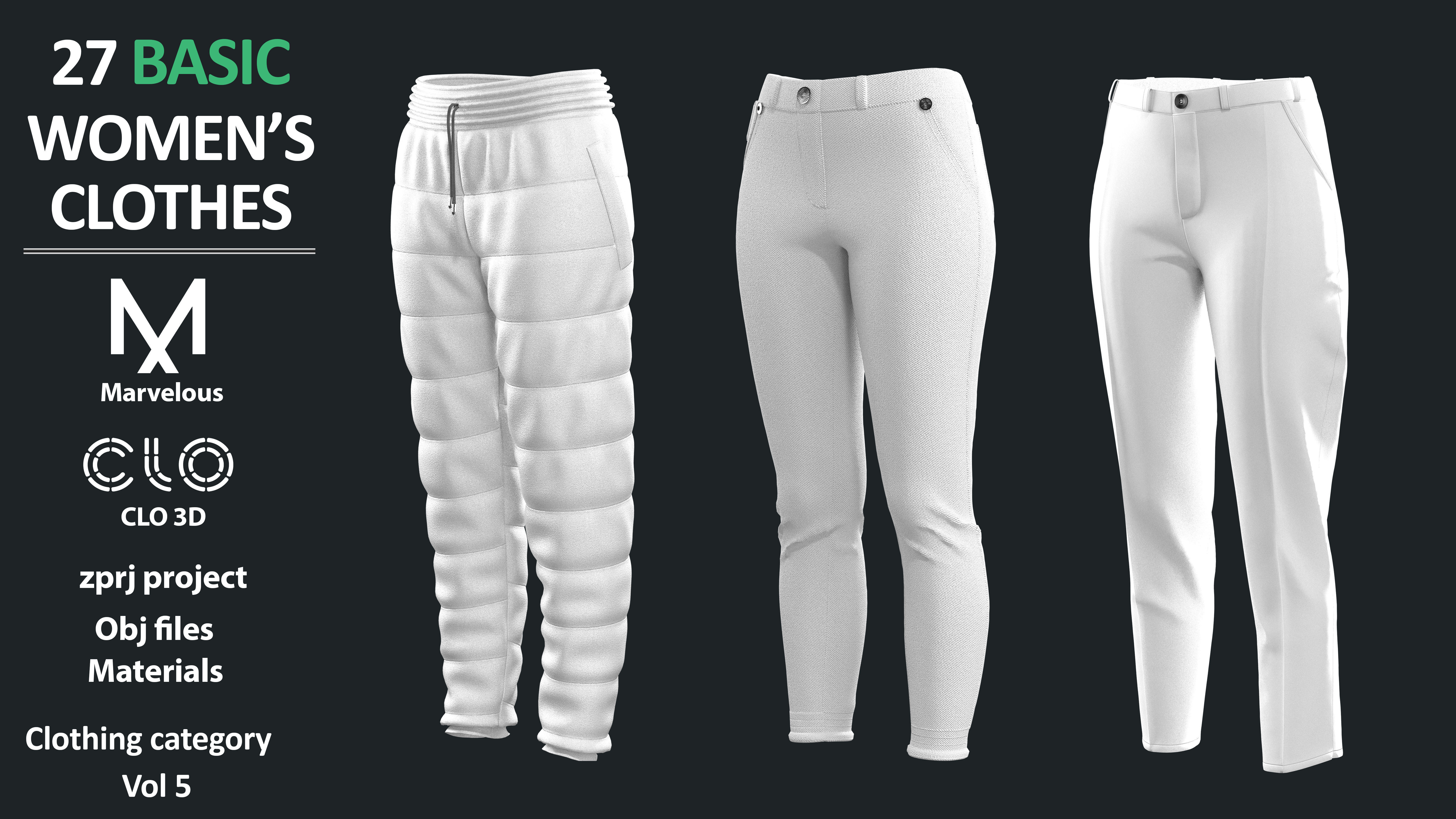 27 Basic women clothes Marvelous clo3d zprj obj fbx 3D model_6