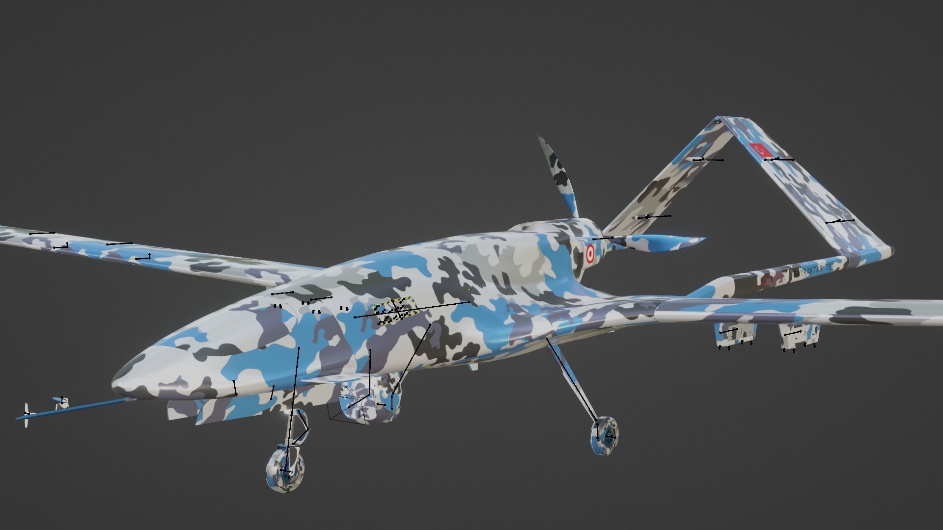 Bayraktar TB2  Low-poly 3D model_43