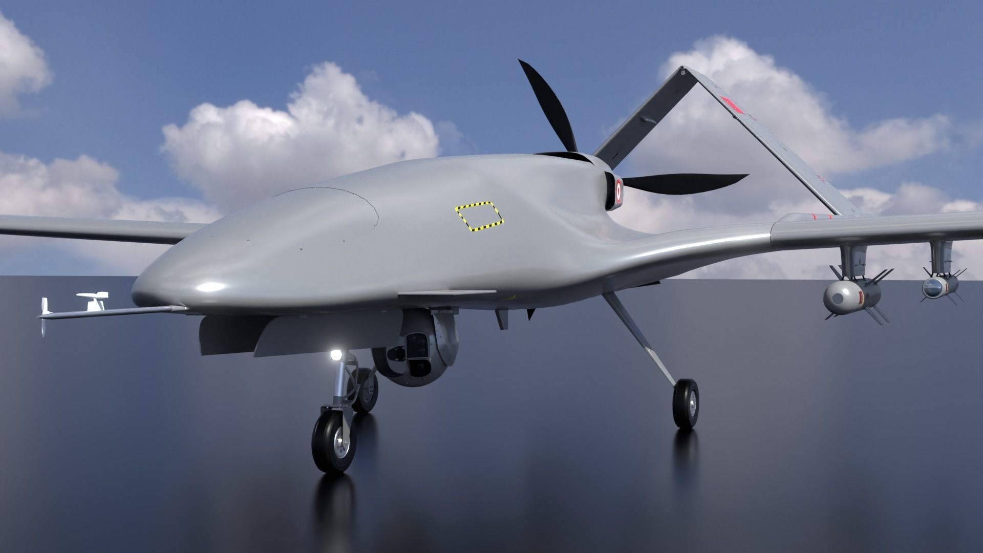 Bayraktar TB2  Low-poly 3D model_3