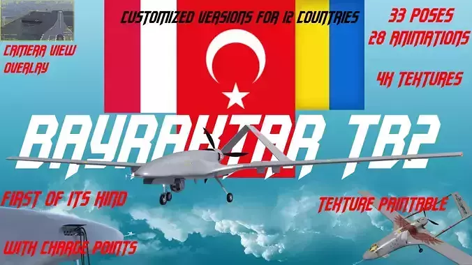 Bayraktar TB2  Low-poly 3D model