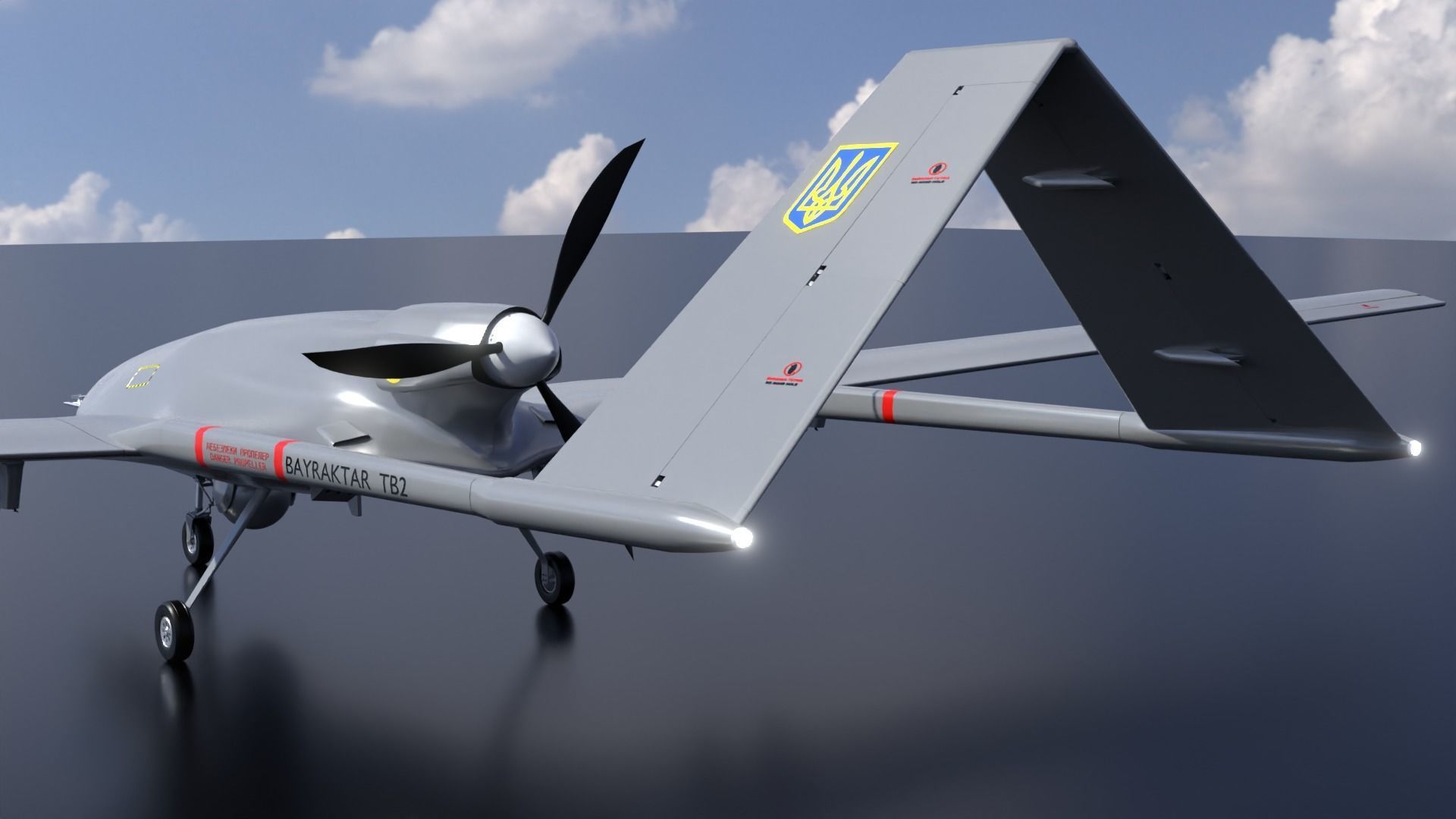 Bayraktar TB2  Low-poly 3D model_7